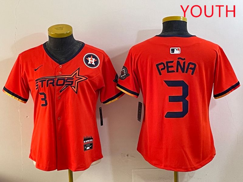 Youth Houston Astros Blank #3 Pena Three generations Joint Name 2025 Nike MLB Jersey style 12